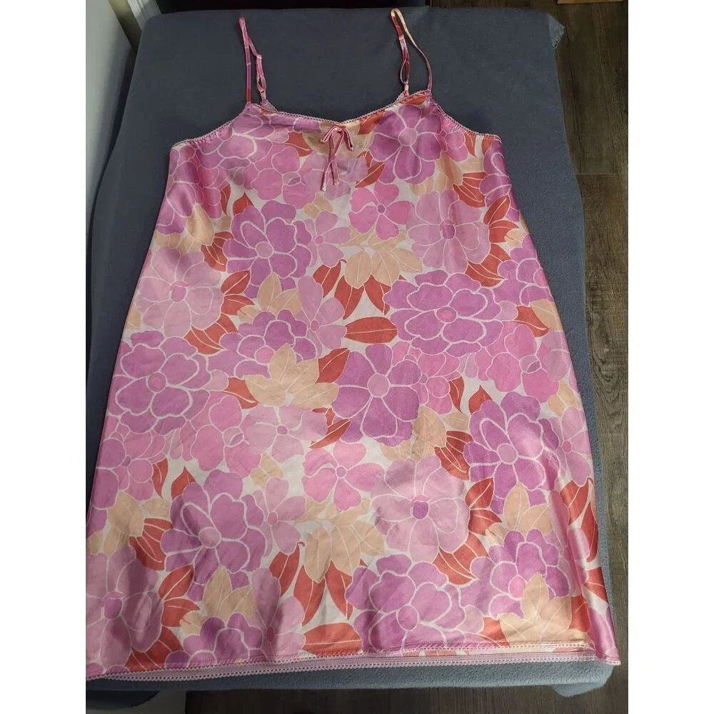 Vintage Jaclyn Smith Nightgown Slip Chemise XL Floral Pink Valentines Feminine - Picture 3 of 8